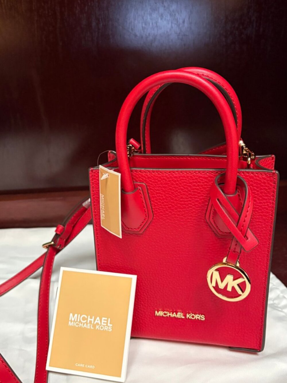Michael Kors Red Mini Satchel Crossbody – Leather + Gold Hardware - NWT